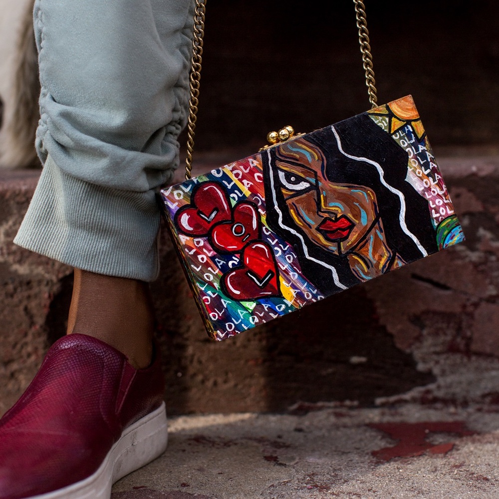 LOLA by Alyssa Simone acrylic hand painted purse